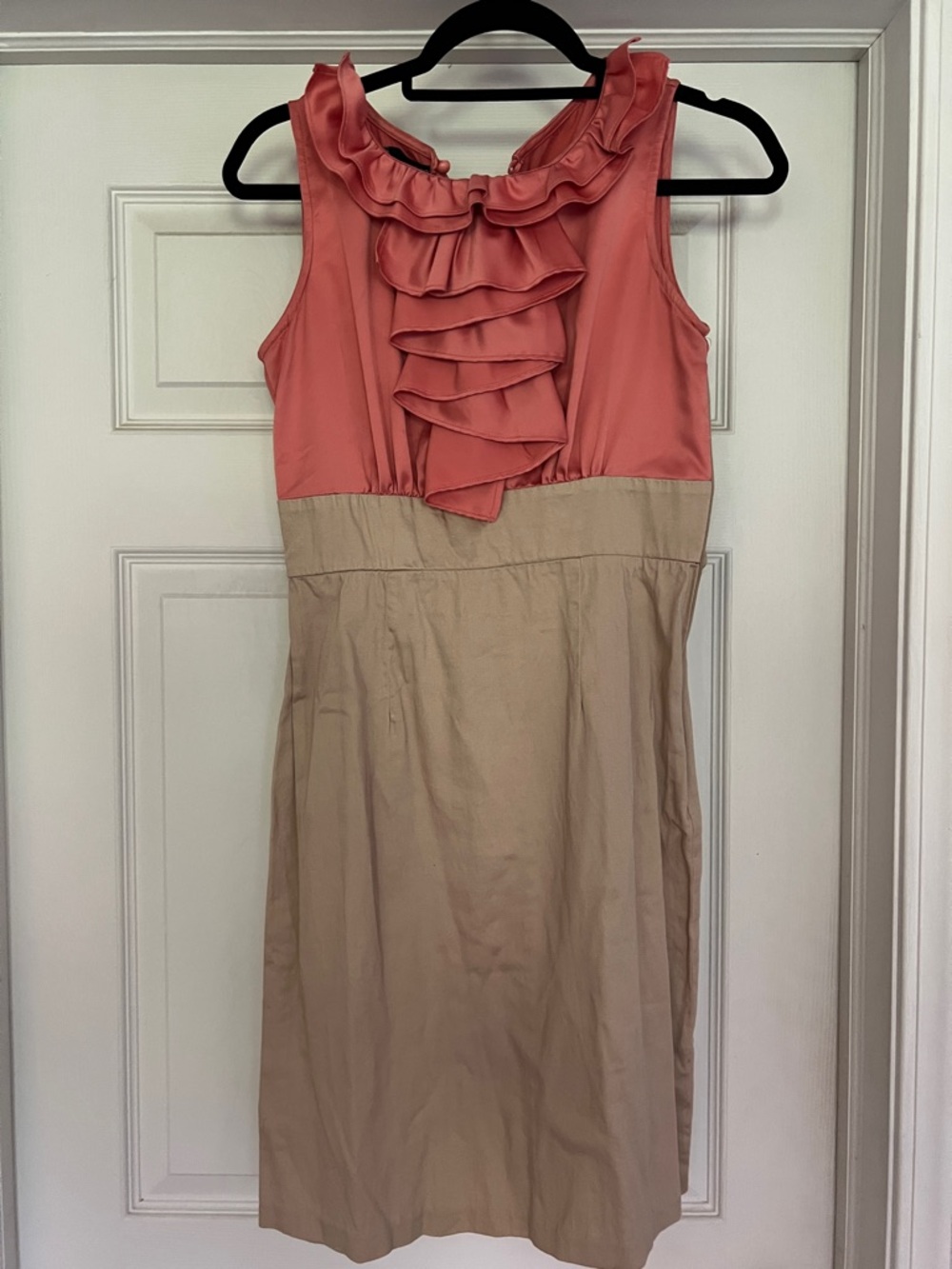 Peach and tan Ruffled Dress